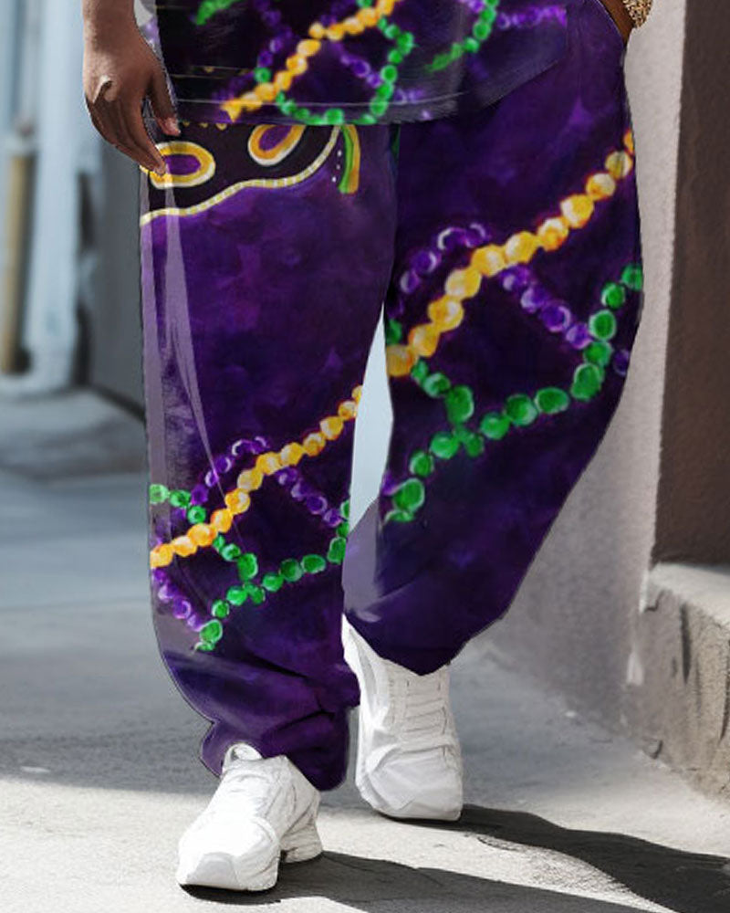 Big & Tall Colorblock Streetwear Two-piece Set for big men view 3