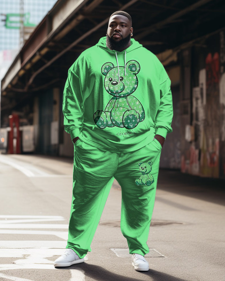 Big & Tall Brown Athletic Hoodie Sweatpants Set for big men view 1