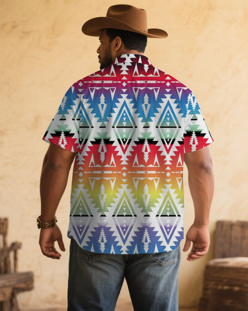 Big & Tall Western Denim Graphic Short Sleeve Shirt for big men view 2