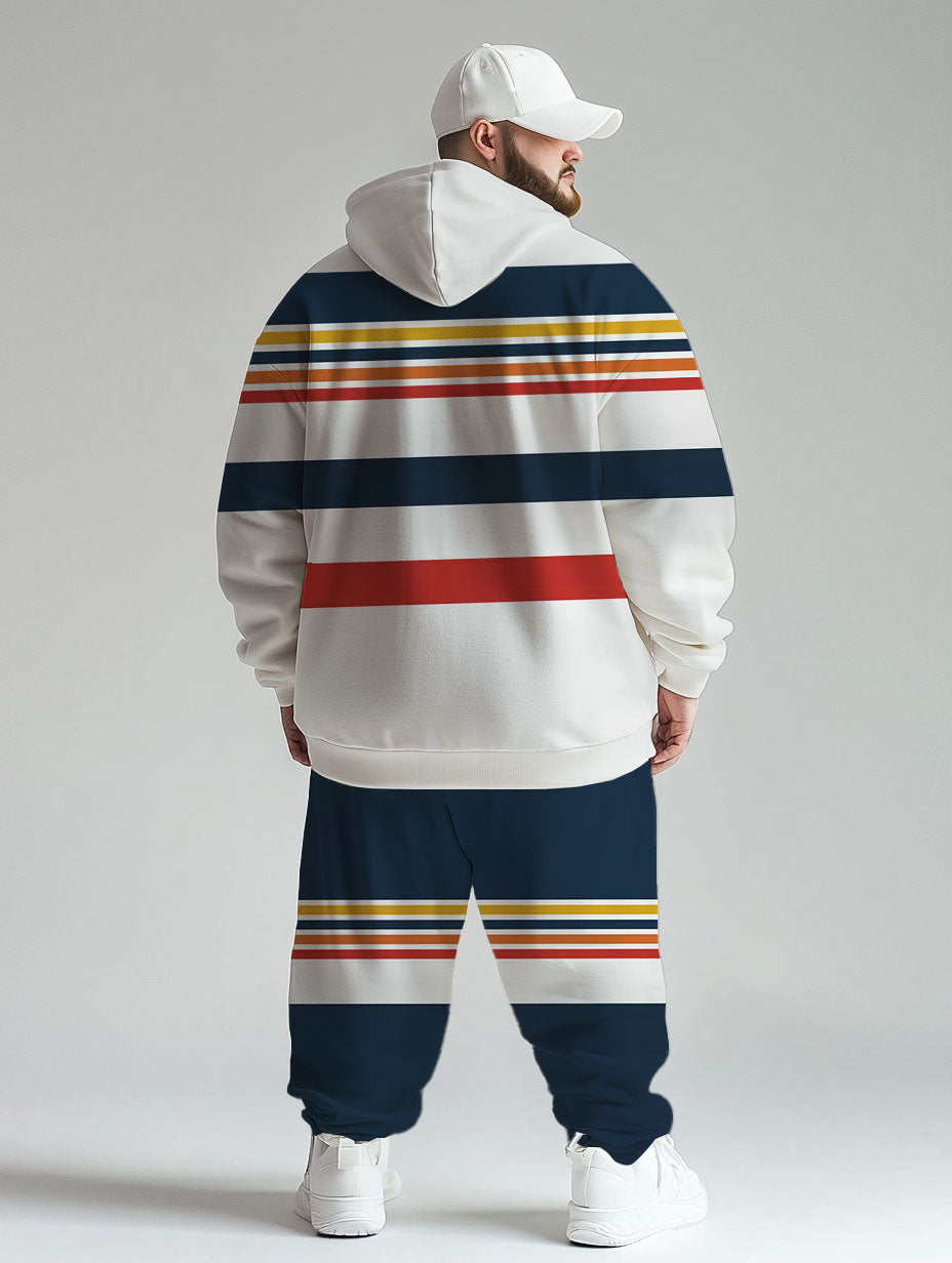Big & Tall Striped Graphic Hoodie Sweatpants Set for big men view 4