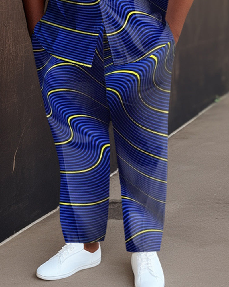 Big & Tall Blue Gradient T-Shirt Pants Set for big men view 3