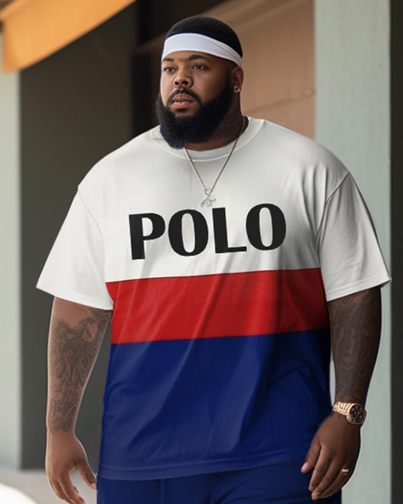 Big & Tall Colorblock Graphic Two-piece Set for big men view 2