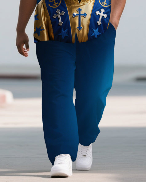 Big & Tall Gradient Streetwear T-Shirt Pants Set for big men view 3