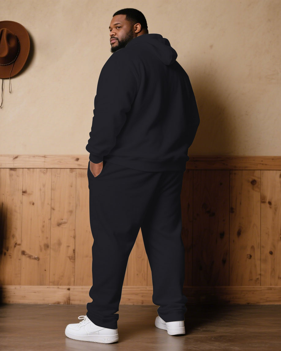 Big & Tall Colorblock Geometric Hoodie Sweatpants Set for big men view 3
