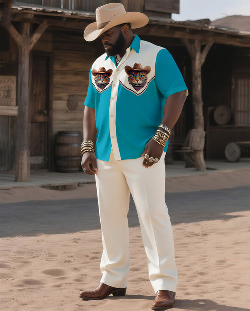 Big & Tall Western T-Shirt Pants Set for big men view 1