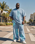 Big & Tall Denim Graffiti T-Shirt Pants Set for big men view 1