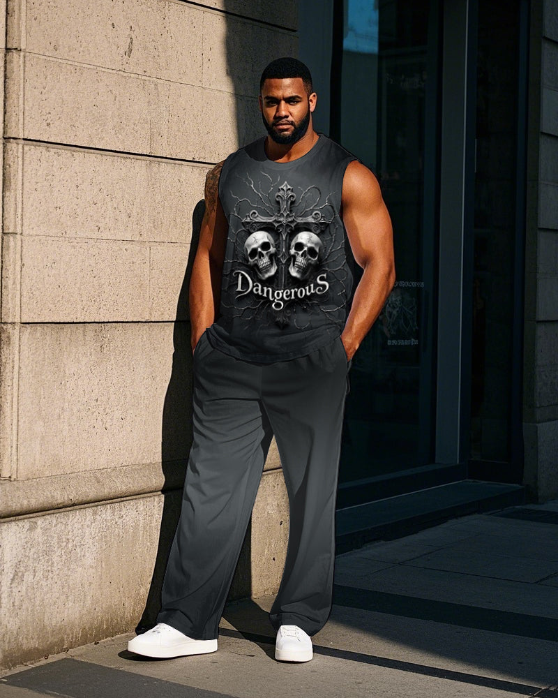 Big & Tall Gradient Graphic Streetwear Vest Pants Set for big men view 1