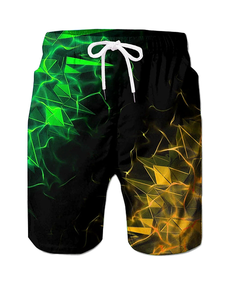 Big & Tall Hawaiian Geometric Swim Trunks for big men view 3