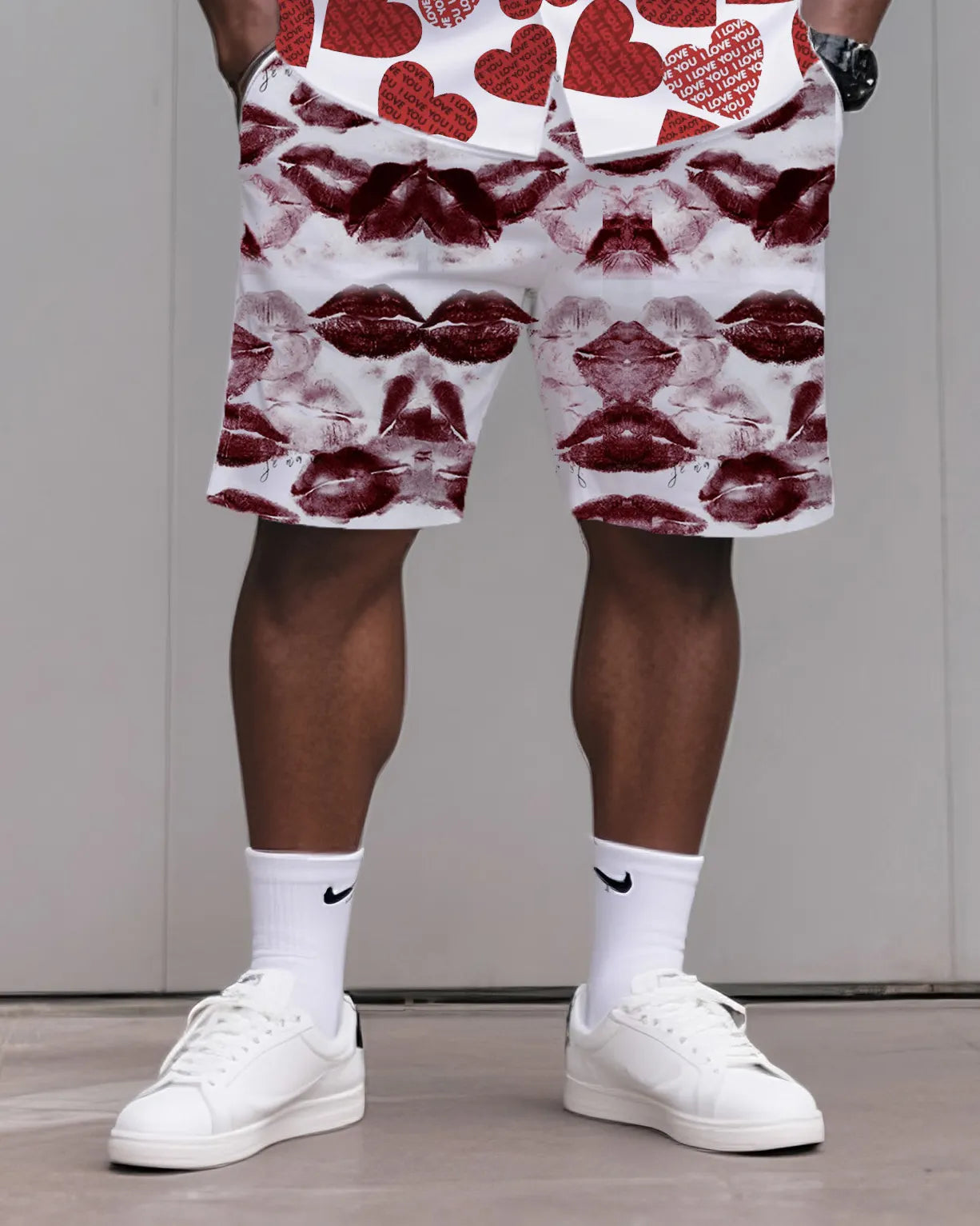 Big & Tall Graphic T-Shirt Shorts Set for big men view 3