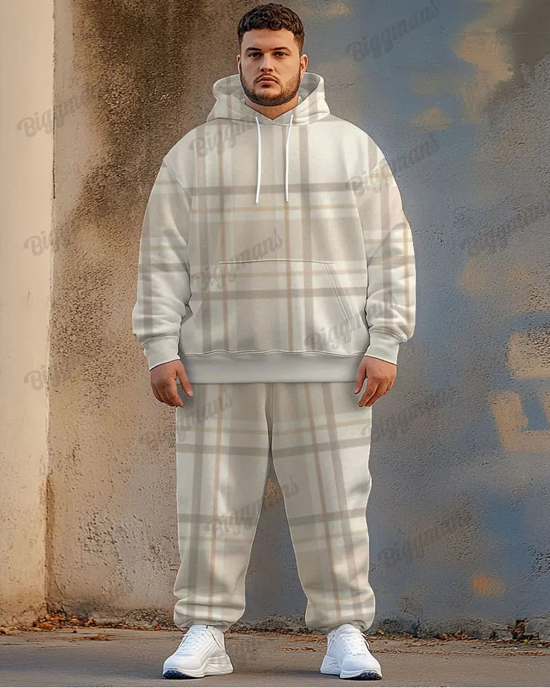 Big & Tall Plaid Graphic Hoodie Sweatpants Set for big men view 1