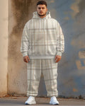 Big & Tall Plaid Graphic Hoodie Sweatpants Set for big men view 1