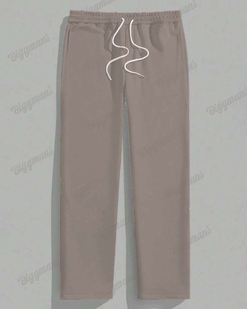 Big & Tall Khaki Colorblock T-Shirt Pants Set for big men view 3