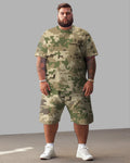 Big & Tall Camouflage T-Shirt Shorts Set for big men view 1