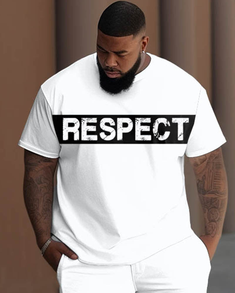Big & Tall Graphic Patchwork Hoodie Sweatpants Set for big men view 2