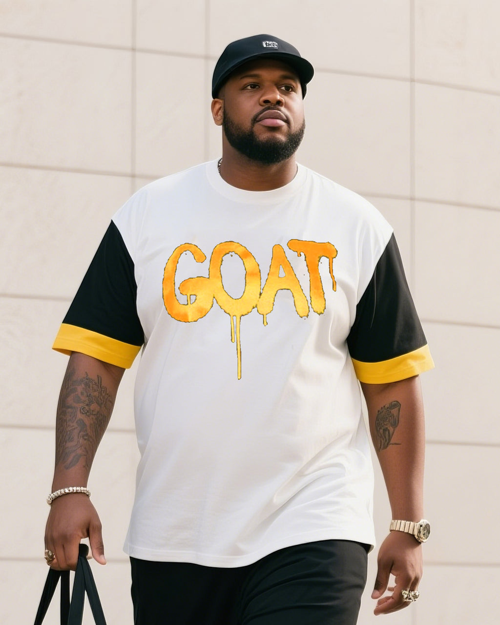 Big & Tall Graffiti Streetwear Two-piece Set for big men view 1