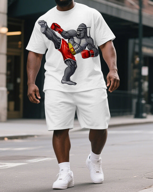Big & Tall Graphic Athletic T-Shirt Shorts Set for big men view 1