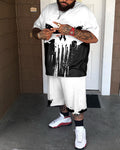 Big & Tall Graphic Splash Ink T-Shirt Shorts Set for big men