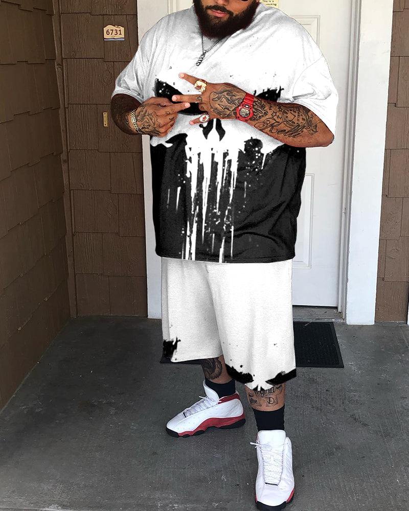 Big & Tall Graphic Splash Ink T-Shirt Shorts Set for big men