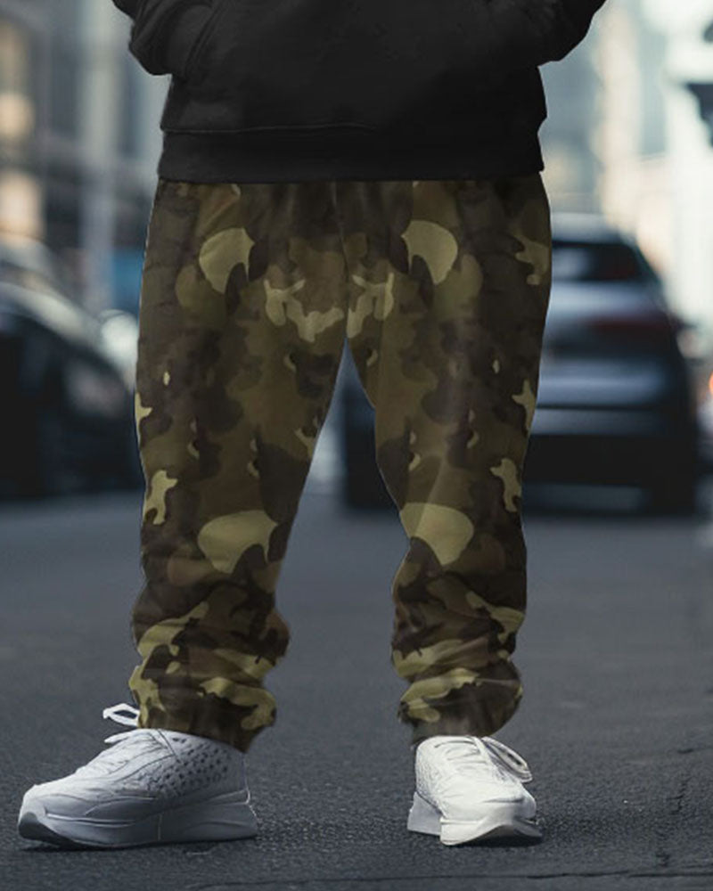 Big & Tall Graphic Camouflage Hoodie Sweatpants Set for big men view 4