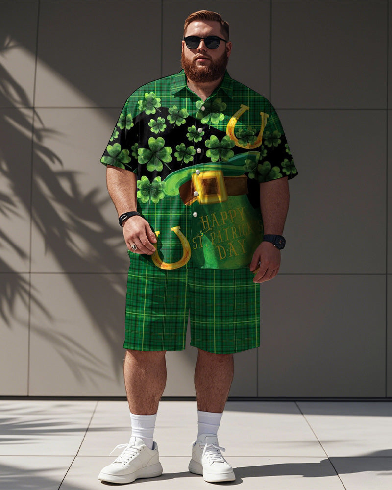 Big & Tall Graphic Graffiti T-Shirt Shorts Set for big men view 1