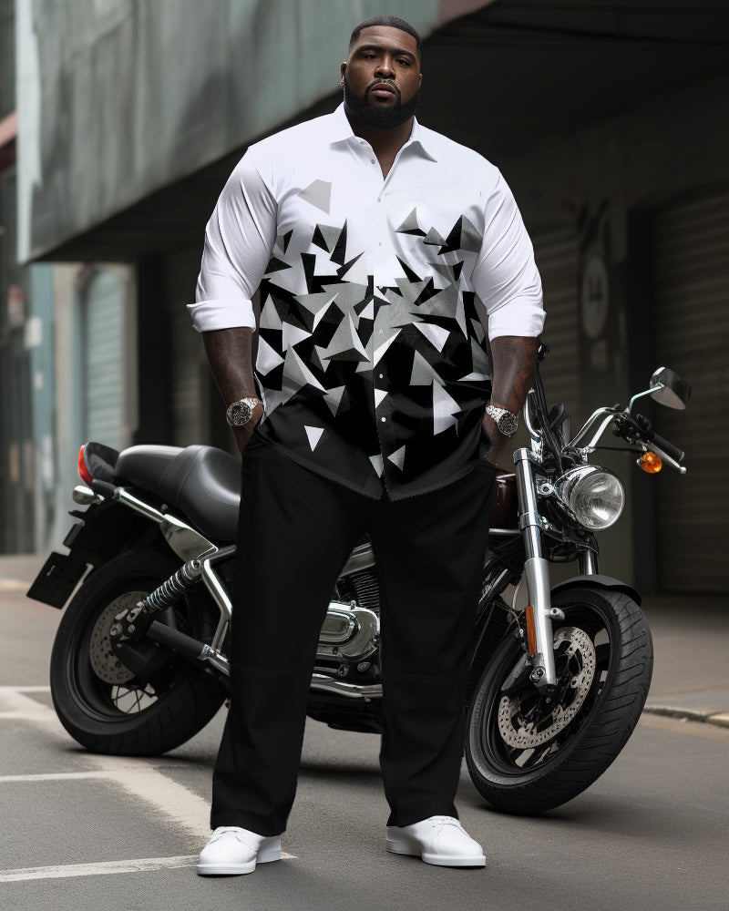 Big & Tall Gradient Geometric Two-piece Set for big men view 1