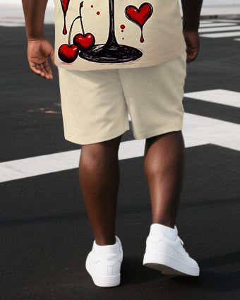 Big & Tall Geometric Graphic T-Shirt Shorts Set for big men view 3