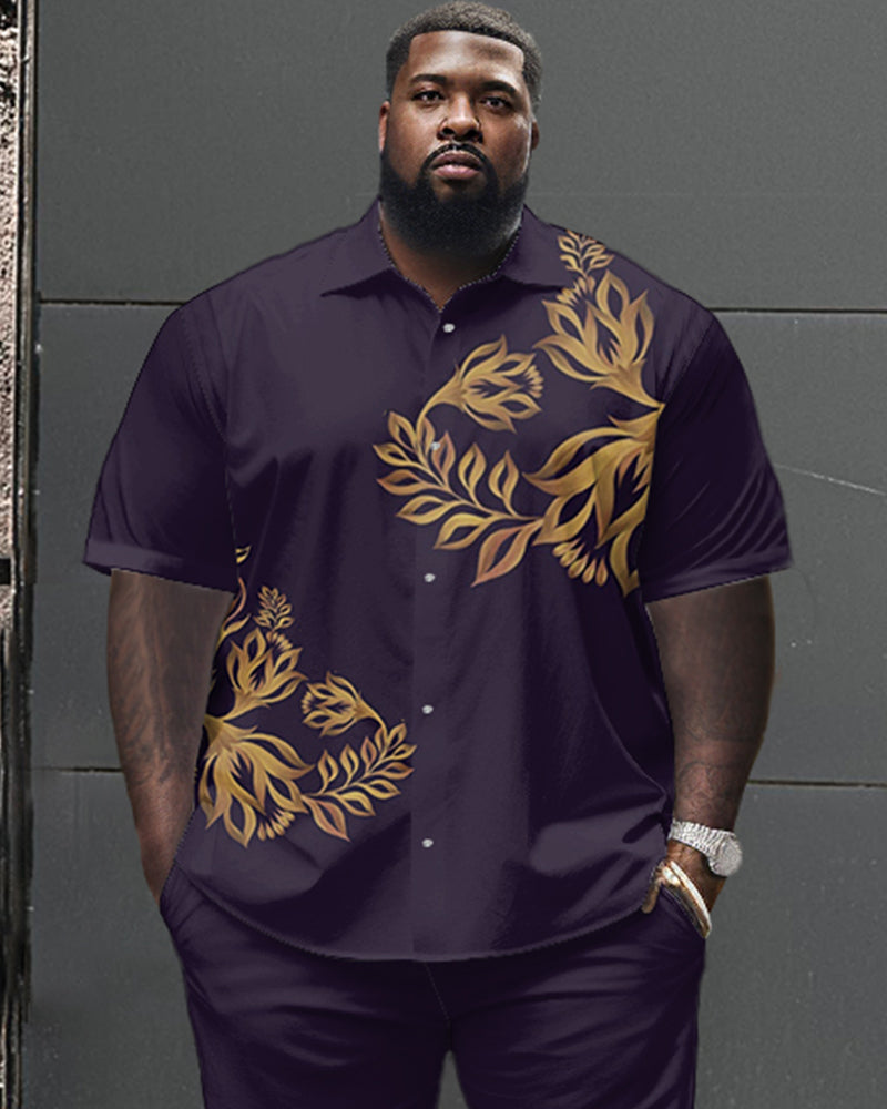 Big & Tall Graphic Floral T-Shirt Pants Set for big men view 2