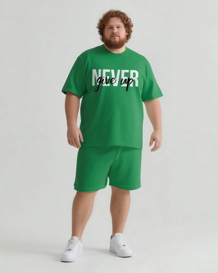 Big & Tall Graphic Streetwear T-Shirt Shorts Set for big men view 10