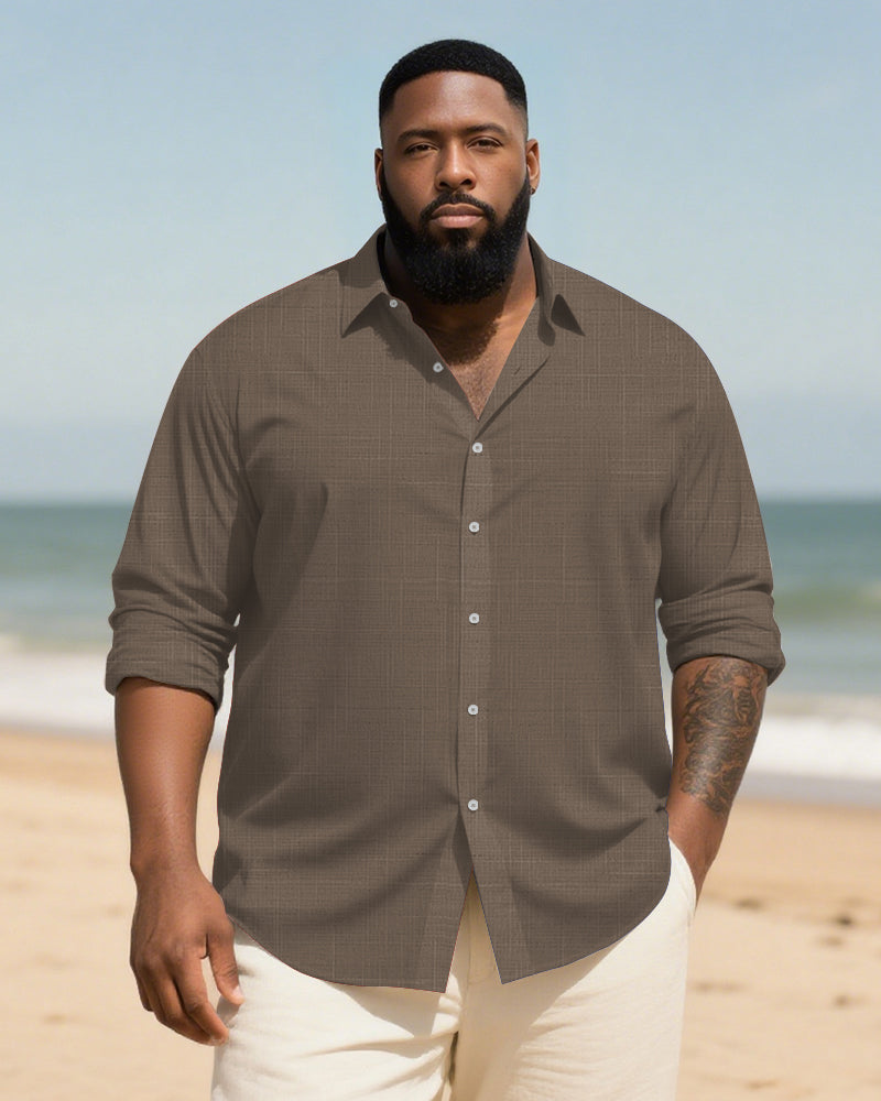 Big & Tall Patchwork Long Sleeve Shirt for big men view 5