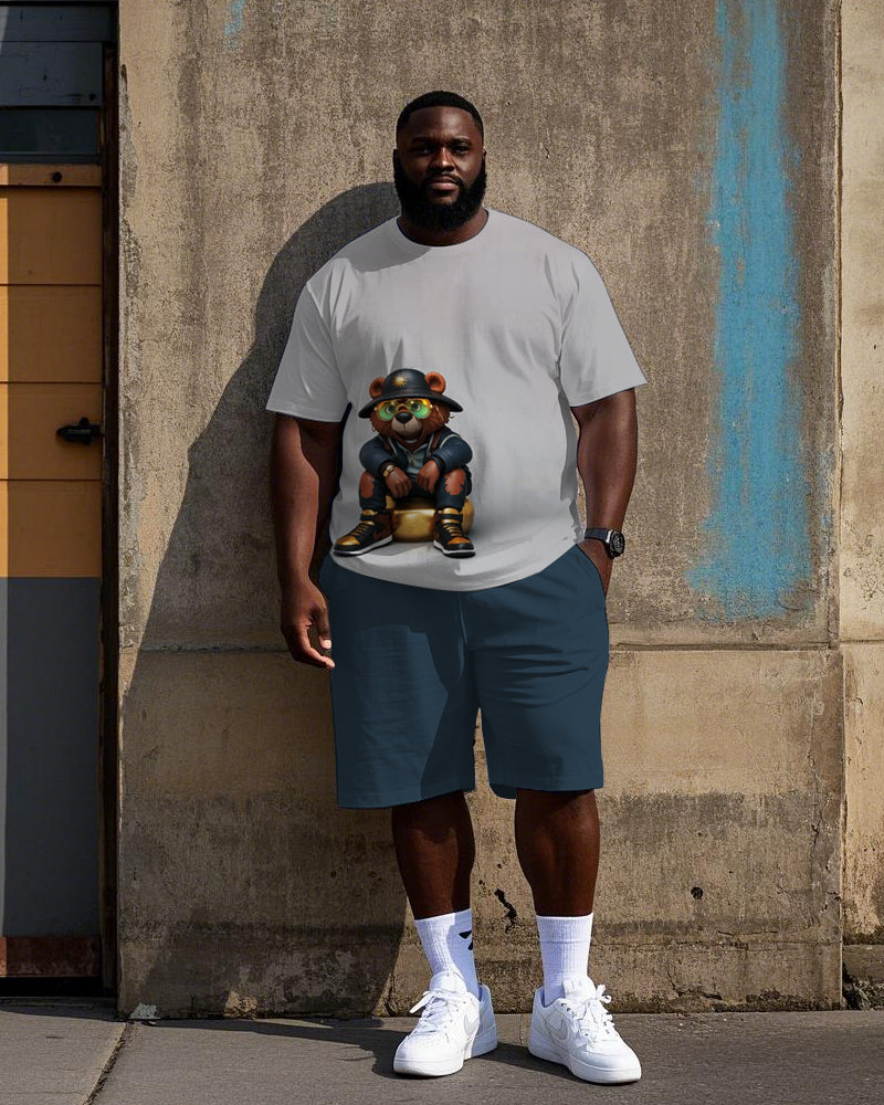 Big & Tall Streetwear T-Shirt Shorts Set for big men view 1