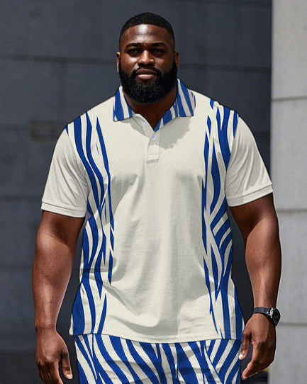 Big & Tall Striped Polo Shorts Set for big men view 2