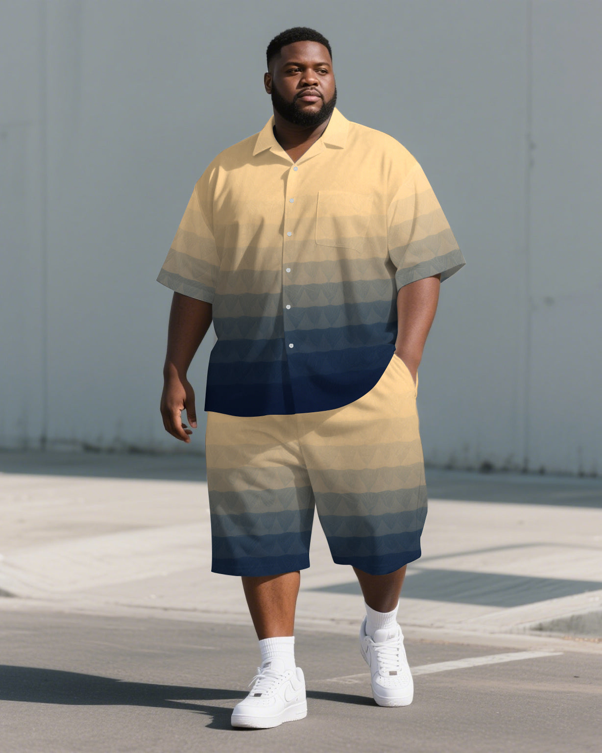 Big & Tall Gradient T-Shirt Shorts Set for big men view 1
