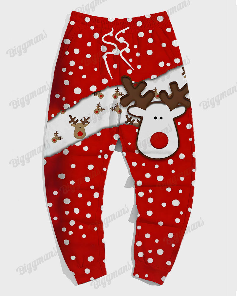 Big & Tall Red Graphic Hoodie Sweatpants Set for big men view 4
