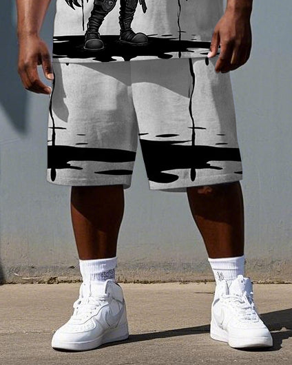 Big & Tall Graphic T-Shirt Shorts Set for big men view 3