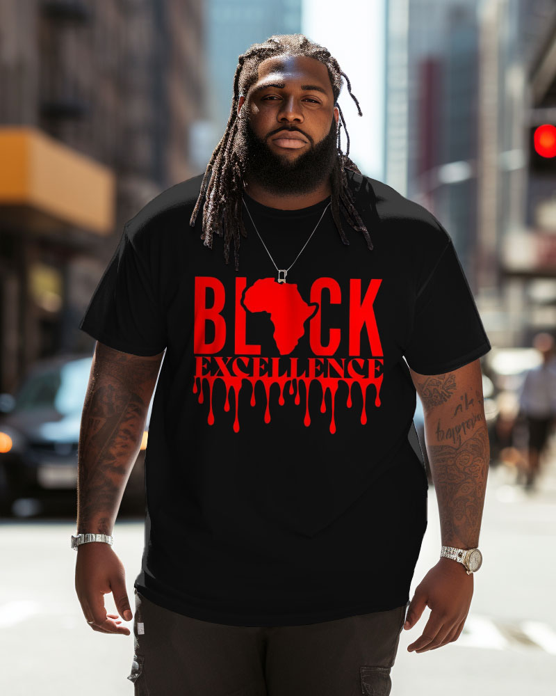 Big & Tall Black Graphic Streetwear T-Shirt for big men
