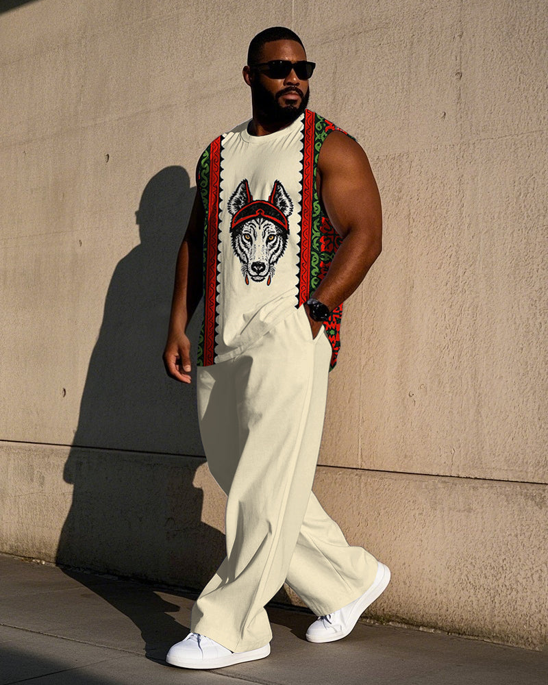 Big & Tall Geometric Vest Pants Set for big men view 1