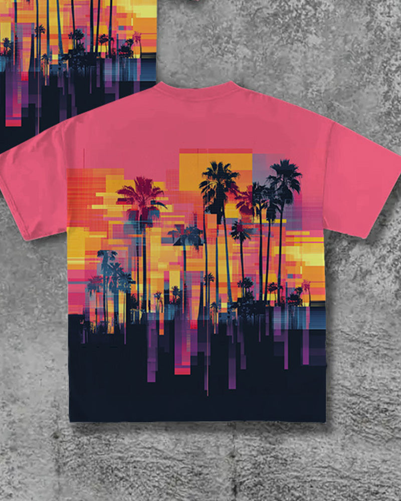 Big & Tall Tropical Colorblock Graphic T-Shirt for big men view 3