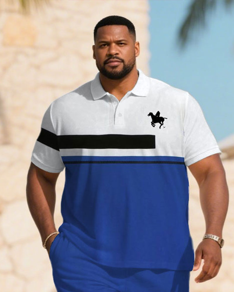 Big & Tall White Blue Colorblock Jeans for big men view 2