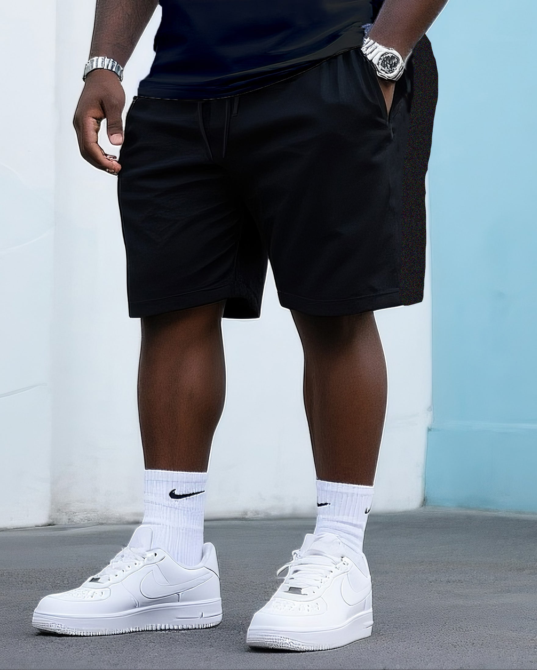 Big & Tall Streetwear T-Shirt Shorts Set for big men view 3
