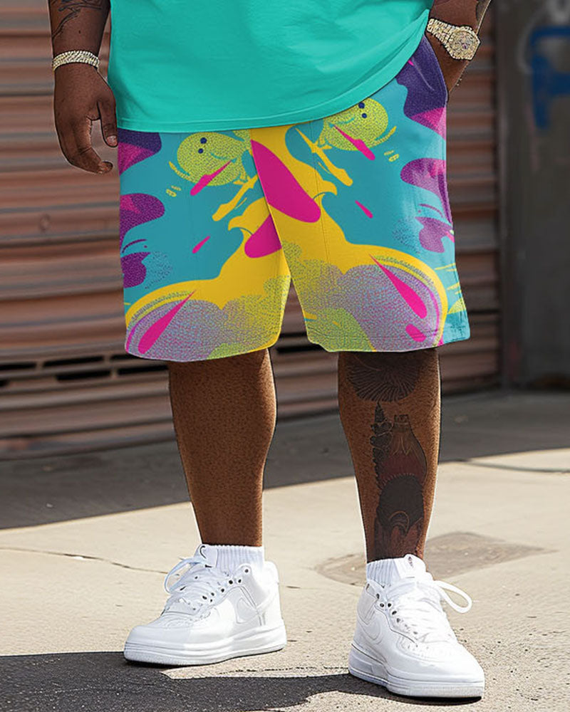 Big & Tall Streetwear T-Shirt Shorts Set for big men view 3