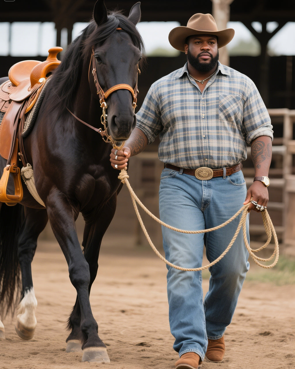 Big & Tall Blue Western Denim Jeans for big men view 1