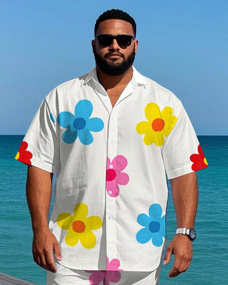 Big & Tall Floral T-Shirt Shorts Set for big men view 2