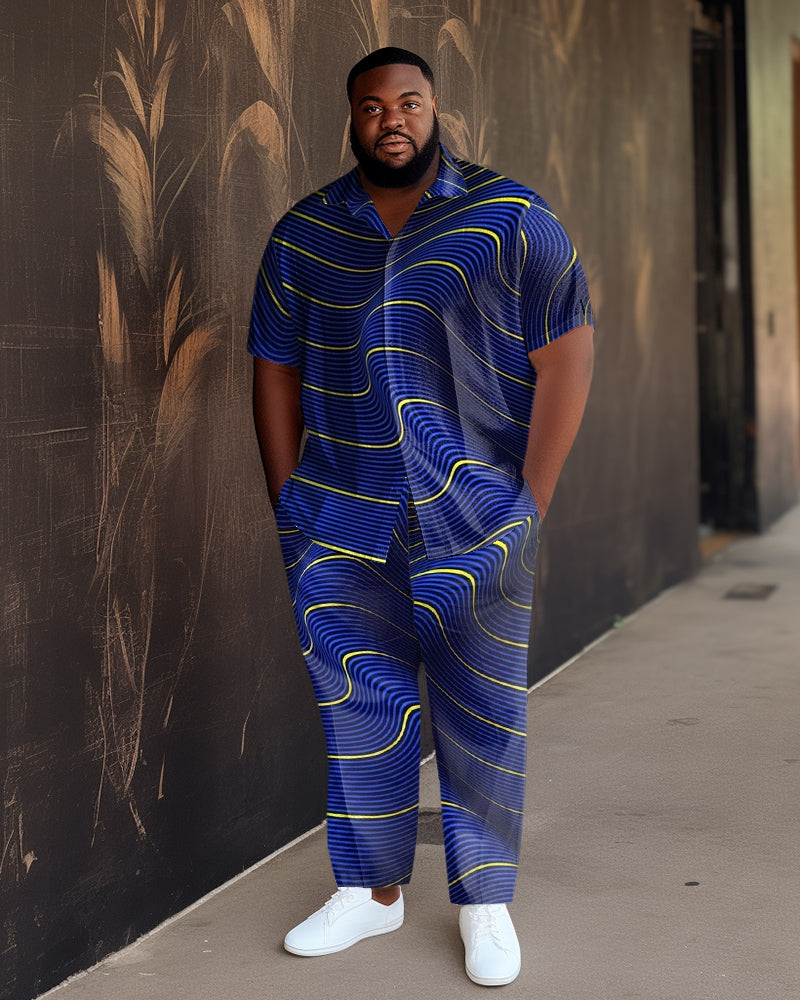 Big & Tall Blue Gradient T-Shirt Pants Set for big men view 1
