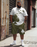 Big & Tall Graphic Streetwear T-Shirt Shorts Set for big men view 1
