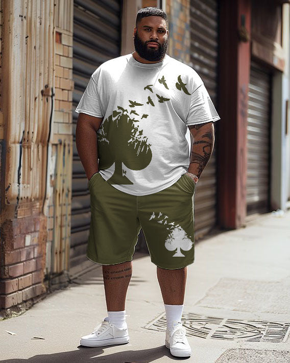 Big & Tall Graphic Streetwear T-Shirt Shorts Set for big men view 1