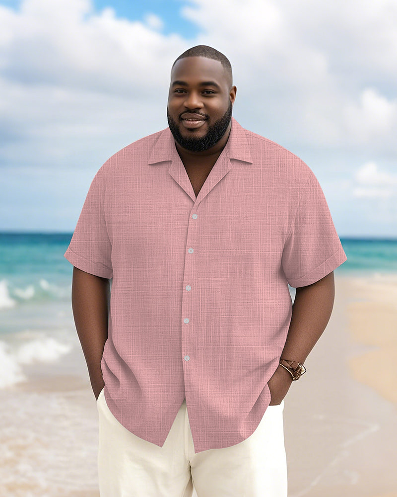 Big & Tall Solid Color Patchwork Short Sleeve Shirt for big men view 4