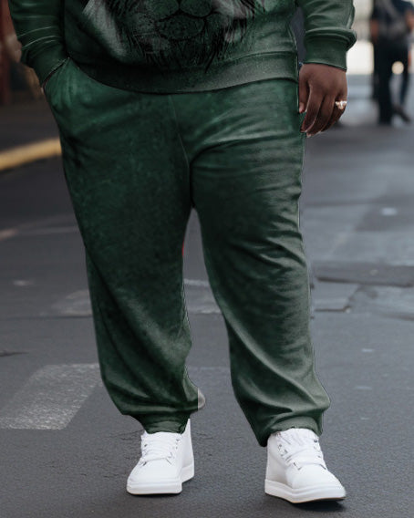 Big & Tall Green Streetwear Hoodie Sweatpants Set for big men view 5