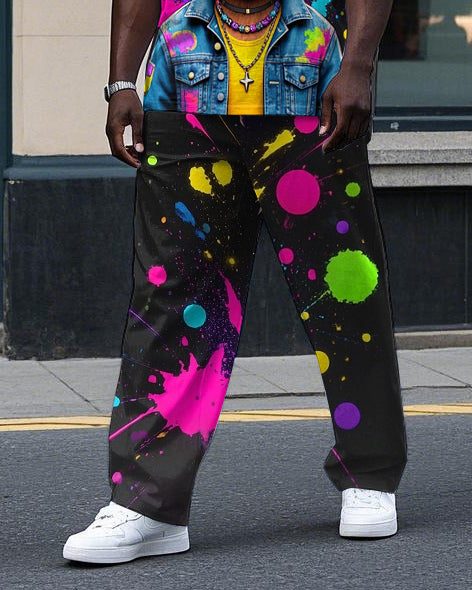 Big & Tall Graffiti Streetwear T-Shirt Pants Set for big men view 3