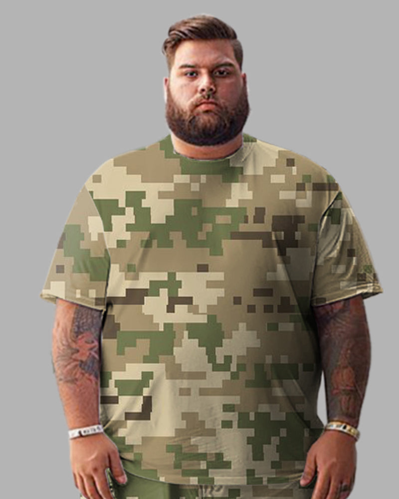 Big & Tall Camouflage T-Shirt Shorts Set for big men view 2