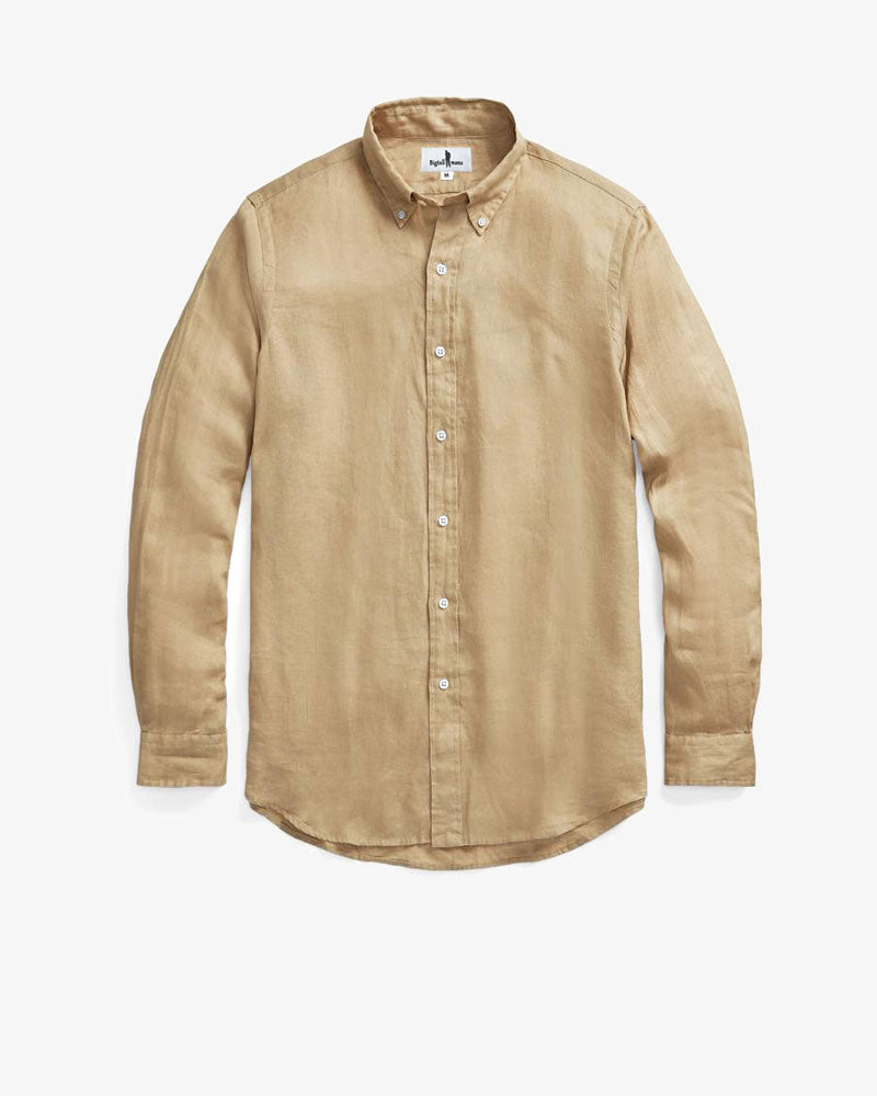Big & Tall Khaki Solid Color Long Sleeve Shirt for big men view 1